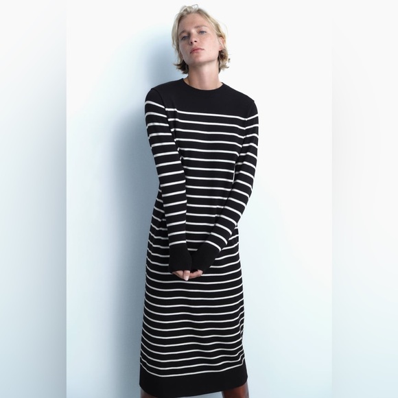 Parisian Striped Knit Dress New - Picture 2 of 4